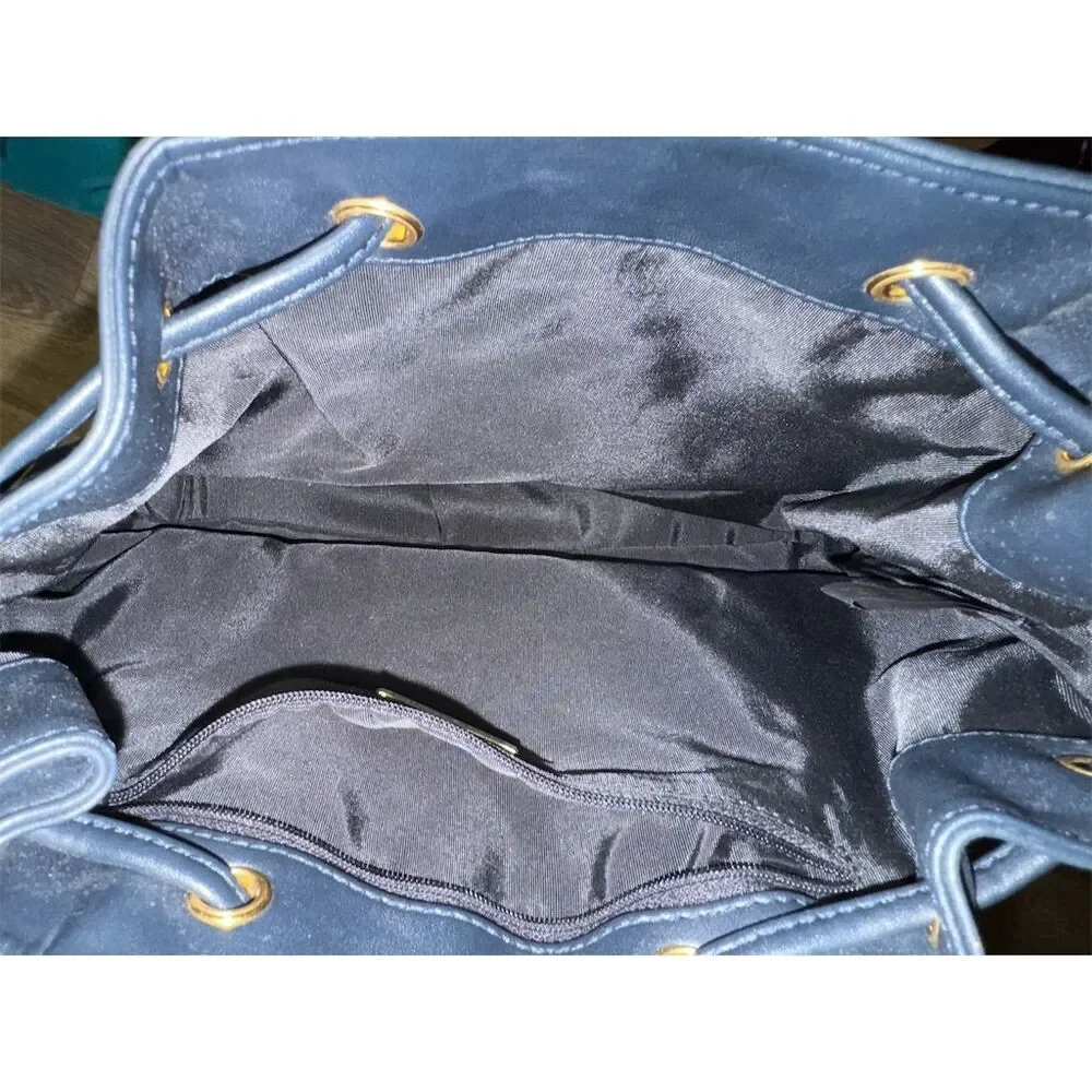 Giani Bernini Women's Blue Leather Hobo Bag w/ Drawstring Closure